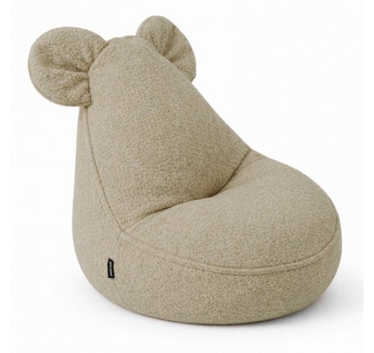 Pouf Enfant avec Oreilles de Souris | Bouclé | 68x68x50 cm | Beige Douillet