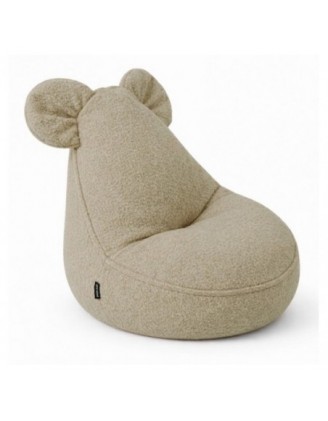 Pouf Enfant avec Oreilles de Souris | Bouclé | 68x68x50 cm | Beige Douillet