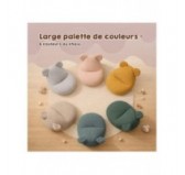 Pouf Enfant avec Oreilles de Souris | Bouclé | 68x68x50 cm | Beige Douillet