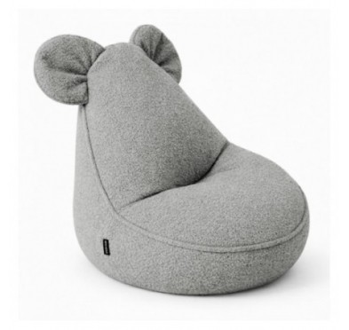 Pouf Enfant avec Oreilles de Souris | Bouclé | 68x68x50 cm | Gris Doux