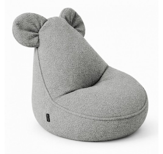 Pouf Enfant avec Oreilles de Souris | Bouclé | 68x68x50 cm | Gris Doux
