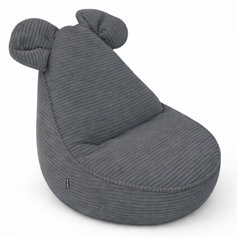 Pouf Enfant avec Oreilles de Souris | Velours côtelé | 68x68x50 cm | Galet Nocturne