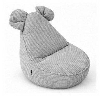 Pouf Enfant avec Oreilles de Souris | Velours côtelé | 68x68x50 cm | Gris Lapin