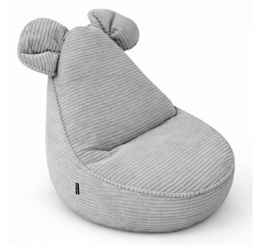 Pouf Enfant avec Oreilles de Souris | Velours côtelé | 68x68x50 cm | Gris Lapin