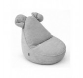 Pouf Enfant avec Oreilles de Souris | Velours côtelé | 68x68x50 cm | Gris Lapin