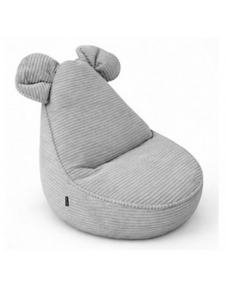 Pouf Enfant avec Oreilles de Souris | Velours côtelé | 68x68x50 cm | Gris Lapin