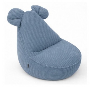 Pouf Enfant avec Oreilles de Souris | Velours côtelé | 68x68x50 cm | Lagon Bleu