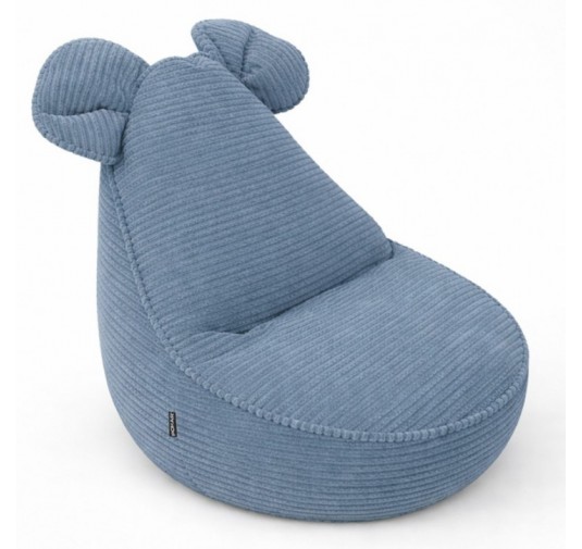 Pouf Enfant avec Oreilles de Souris | Velours côtelé | 68x68x50 cm | Lagon Bleu