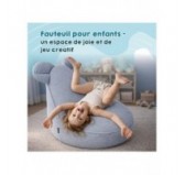Pouf Enfant avec Oreilles de Souris | Velours côtelé | 68x68x50 cm | Lagon Bleu