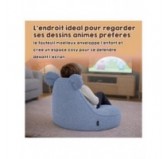 Pouf Enfant avec Oreilles de Souris | Velours côtelé | 68x68x50 cm | Lagon Bleu