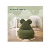 Pouf Enfant avec Oreilles de Souris | Velours côtelé | 68x68x50 cm | Vert Forêt