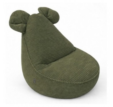 Pouf Enfant avec Oreilles de Souris | Velours côtelé | 68x68x50 cm | Pois de Printemps