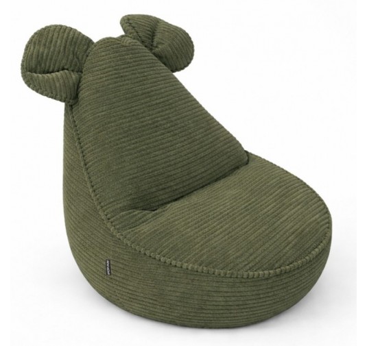 Pouf Enfant avec Oreilles de Souris | Velours côtelé | 68x68x50 cm | Pois de Printemps