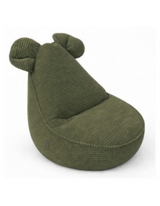 Pouf Enfant avec Oreilles de Souris | Velours côtelé | 68x68x50 cm | Pois de Printemps