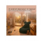 Pouf Enfant avec Oreilles de Souris | Velours côtelé | 68x68x50 cm | Pois de Printemps