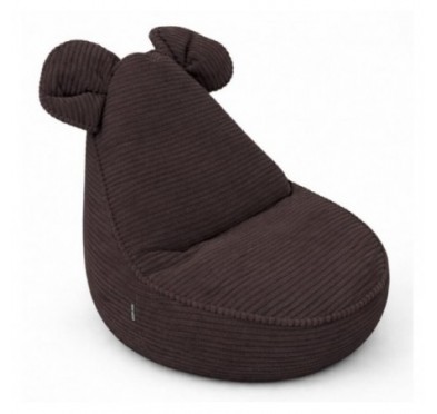 Pouf Enfant avec Oreilles de Souris | Velours côtelé | 68x68x50 cm | Marron Chocolat