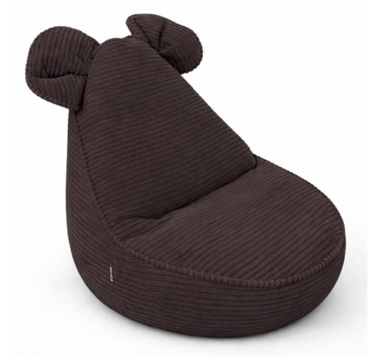 Pouf Enfant avec Oreilles de Souris | Velours côtelé | 68x68x50 cm | Marron Chocolat