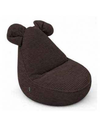 Pouf Enfant avec Oreilles de Souris | Velours côtelé | 68x68x50 cm | Marron Chocolat