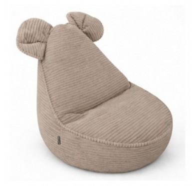 Pouf Enfant avec Oreilles de Souris | Velours côtelé | 68x68x50 cm | Caramel Chaud