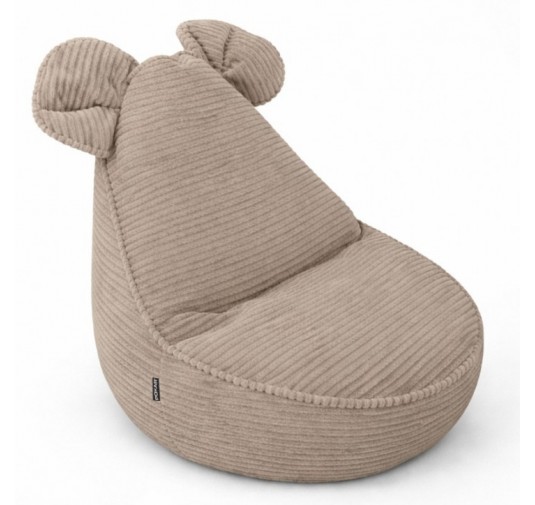 Pouf Enfant avec Oreilles de Souris | Velours côtelé | 68x68x50 cm | Caramel Chaud