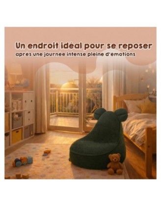 Pouf Enfant avec Oreilles de Souris | Velours côtelé | 68x68x50 cm | Caramel Chaud