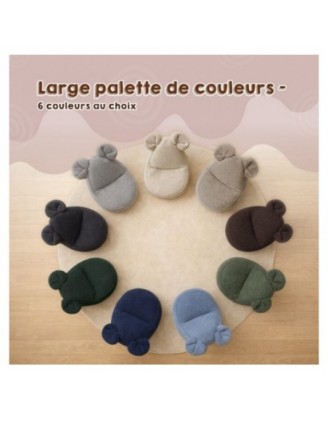 Pouf Enfant avec Oreilles de Souris | Velours côtelé | 68x68x50 cm | Caramel Chaud