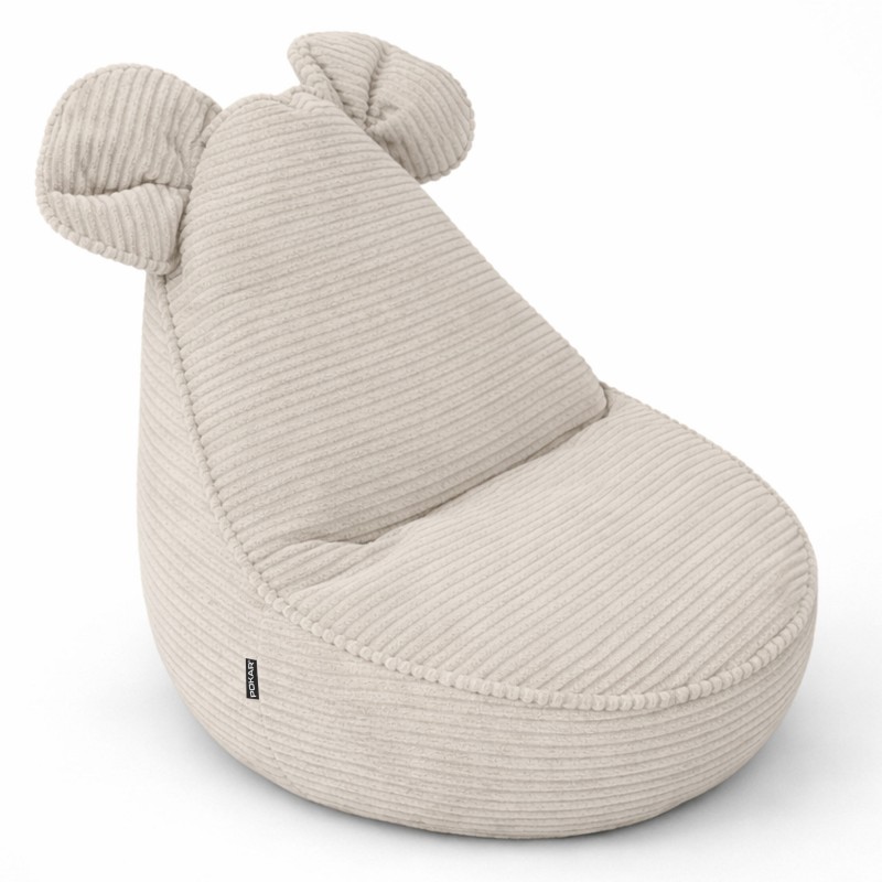 Pouf Enfant avec Oreilles de Souris | Velours côtelé | 68x68x50 cm | Crépuscule Sableux