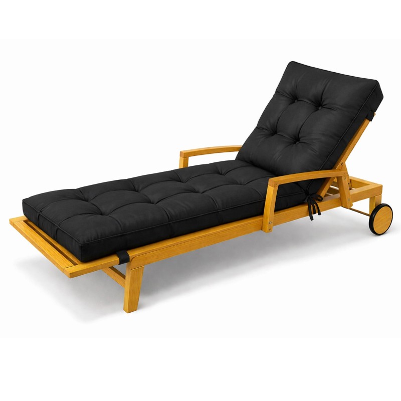 Coussin Bain de Soleil | Imperméable et Déperlant | 200x60x13 cm | Noir