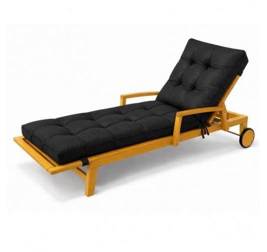 Coussin Bain de Soleil | Imperméable et Déperlant | 200x60x13 cm | Noir