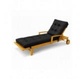 Coussin Bain de Soleil | Imperméable et Déperlant | 200x60x13 cm | Noir