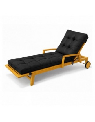 Coussin Bain de Soleil | Imperméable et Déperlant | 200x60x13 cm | Noir