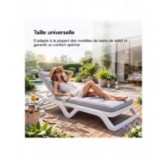 Coussin Bain de Soleil | Imperméable et Déperlant | 200x60x13 cm | Noir