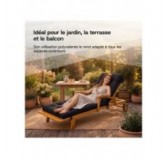 Coussin Bain de Soleil | Imperméable et Déperlant | 200x60x13 cm | Noir