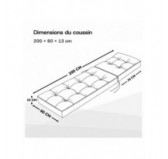Coussin Bain de Soleil | Imperméable et Déperlant | 200x60x13 cm | Noir