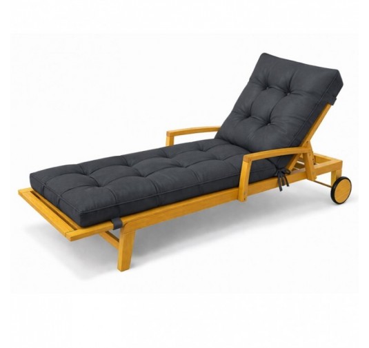 Coussin Bain de Soleil | Imperméable et Déperlant | 200x60x13 cm | Anthracite