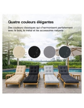Coussin Bain de Soleil | Imperméable et Déperlant | 200x60x13 cm | Anthracite