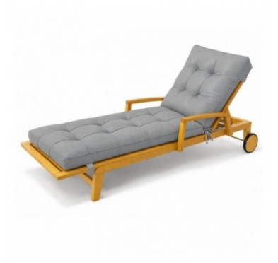 Coussin Bain de Soleil | Imperméable et Déperlant | 200x60x13 cm | Gris