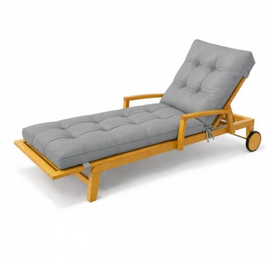 Coussin Bain de Soleil | Imperméable et Déperlant | 200x60x13 cm | Gris