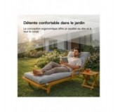 Coussin Bain de Soleil | Imperméable et Déperlant | 200x60x13 cm | Gris