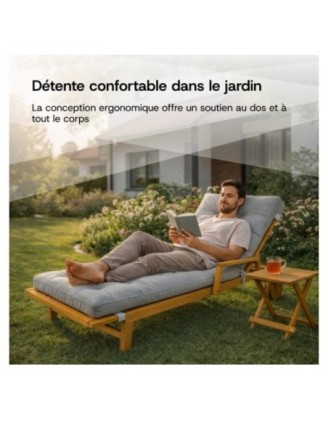 Coussin Bain de Soleil | Imperméable et Déperlant | 200x60x13 cm | Gris