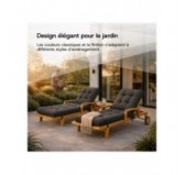 Coussin Bain de Soleil | Imperméable et Déperlant | 200x60x13 cm | Gris