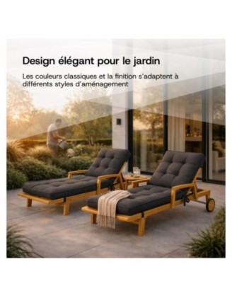 Coussin Bain de Soleil | Imperméable et Déperlant | 200x60x13 cm | Gris