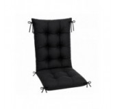 Coussin Chaise Jardin Dossier Haut | Imperméable | 120x50x10 cm | Noir