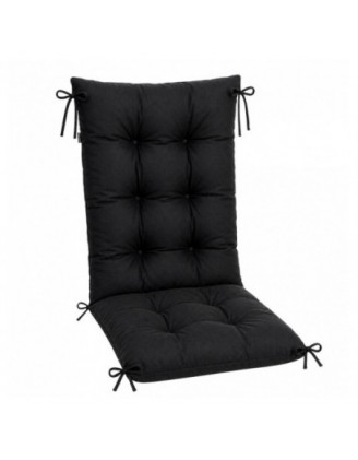 Coussin Chaise Jardin Dossier Haut | Imperméable | 120x50x10 cm | Noir