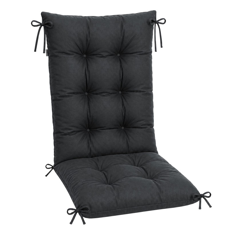 Coussin Chaise Jardin Dossier Haut | Imperméable | 120x50x10 cm | Anthracite