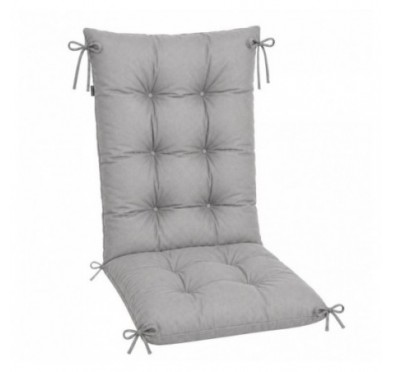 Coussin Chaise Jardin Dossier Haut | Imperméable | 120x50x10 cm | Gris