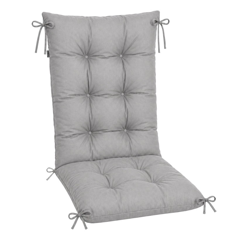 Coussin Chaise Jardin Dossier Haut | Imperméable | 120x50x10 cm | Gris