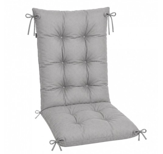 Coussin Chaise Jardin Dossier Haut | Imperméable | 120x50x10 cm | Gris