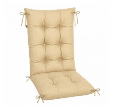Coussin Chaise Jardin Dossier Haut | Imperméable | 120x50x10 cm | Beige