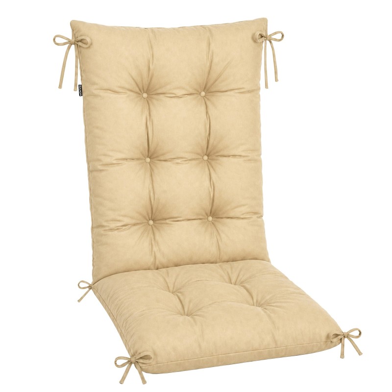 Coussin Chaise Jardin Dossier Haut | Imperméable | 120x50x10 cm | Beige
